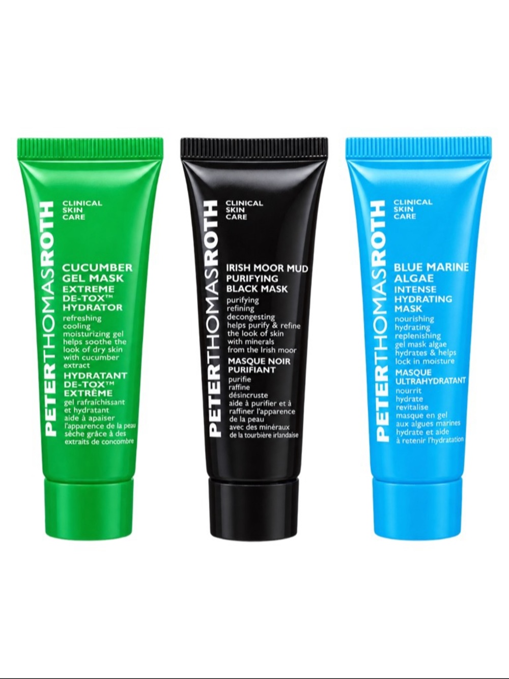 Peter Thomas Roth Cucumber Gel, Irish Moon Mud, Blue Marine Algae Face Mask MINI
